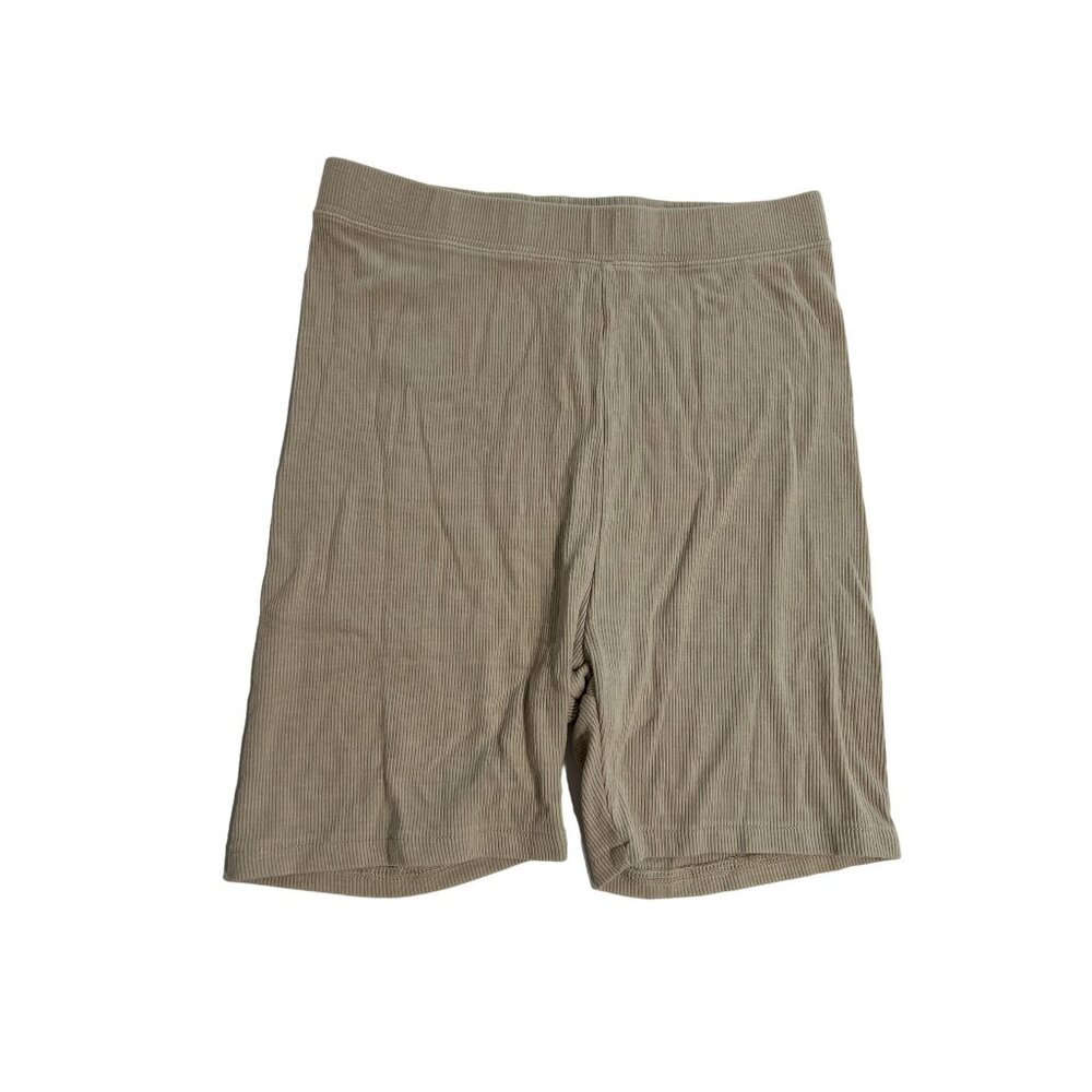 Joah Brown Ribbed Bike Shorts in Taupe